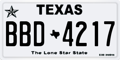 TX license plate BBD4217