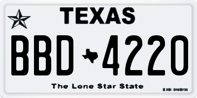 TX license plate BBD4220