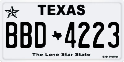 TX license plate BBD4223