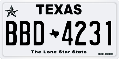 TX license plate BBD4231
