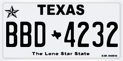 TX license plate BBD4232