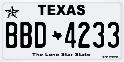 TX license plate BBD4233