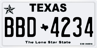 TX license plate BBD4234