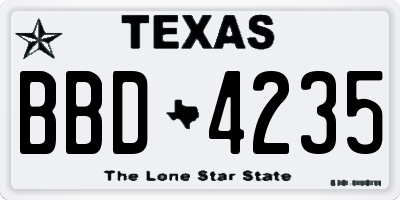 TX license plate BBD4235