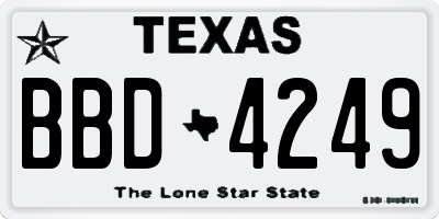 TX license plate BBD4249