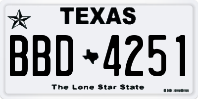 TX license plate BBD4251
