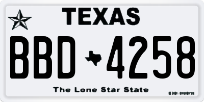 TX license plate BBD4258