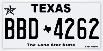 TX license plate BBD4262