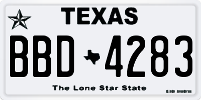 TX license plate BBD4283