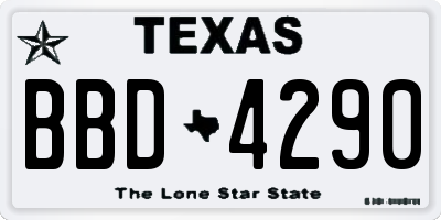 TX license plate BBD4290