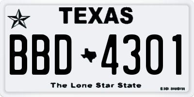 TX license plate BBD4301
