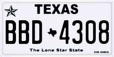 TX license plate BBD4308
