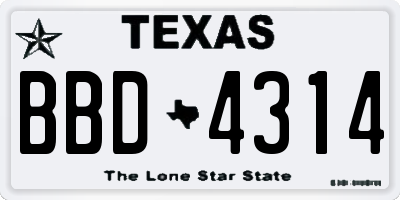 TX license plate BBD4314