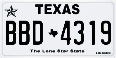 TX license plate BBD4319