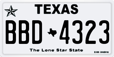 TX license plate BBD4323