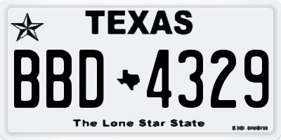 TX license plate BBD4329