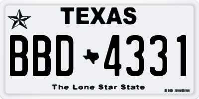 TX license plate BBD4331