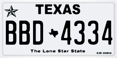 TX license plate BBD4334