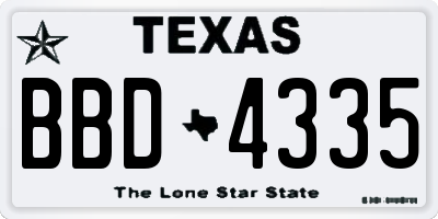 TX license plate BBD4335