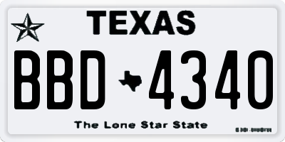TX license plate BBD4340