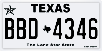 TX license plate BBD4346