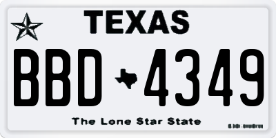 TX license plate BBD4349