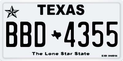 TX license plate BBD4355