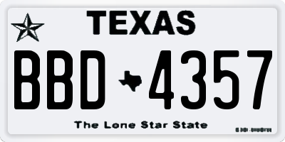 TX license plate BBD4357