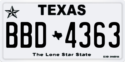 TX license plate BBD4363