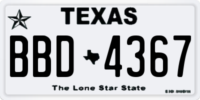 TX license plate BBD4367
