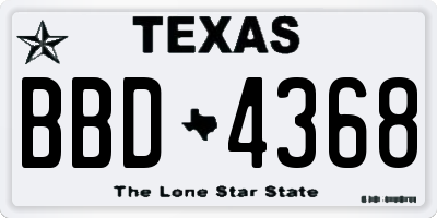 TX license plate BBD4368