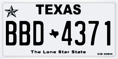 TX license plate BBD4371