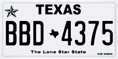 TX license plate BBD4375