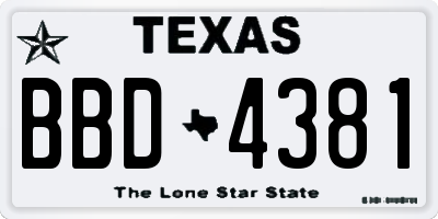 TX license plate BBD4381