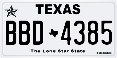 TX license plate BBD4385