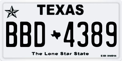 TX license plate BBD4389
