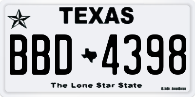 TX license plate BBD4398