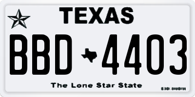 TX license plate BBD4403