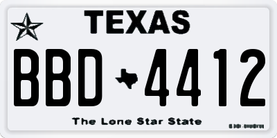 TX license plate BBD4412