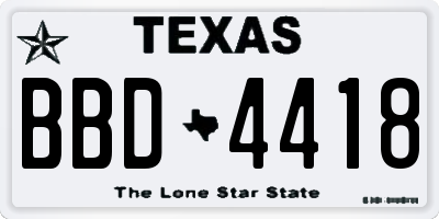 TX license plate BBD4418