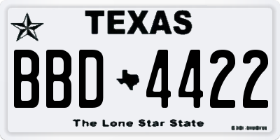 TX license plate BBD4422