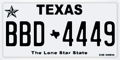 TX license plate BBD4449