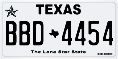 TX license plate BBD4454