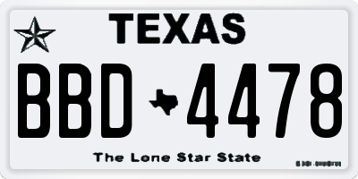TX license plate BBD4478
