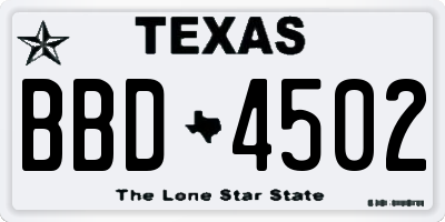 TX license plate BBD4502