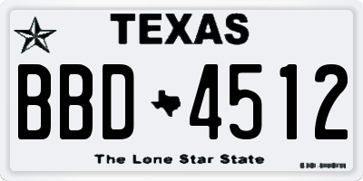 TX license plate BBD4512