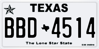 TX license plate BBD4514