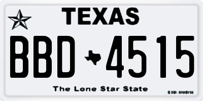 TX license plate BBD4515