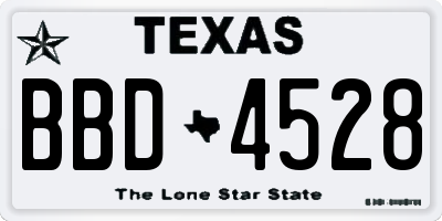 TX license plate BBD4528
