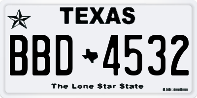 TX license plate BBD4532